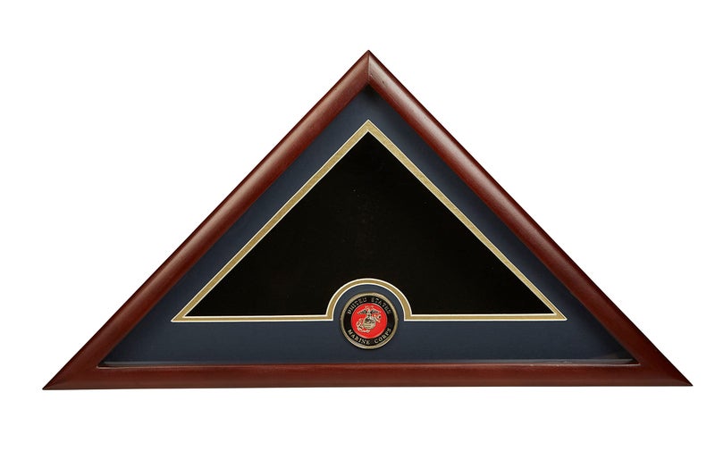 Allied Flag US Flag Display Case with Marine Corps Medallion Crafted from Premium Quality Materials - Made in USA - Image 1